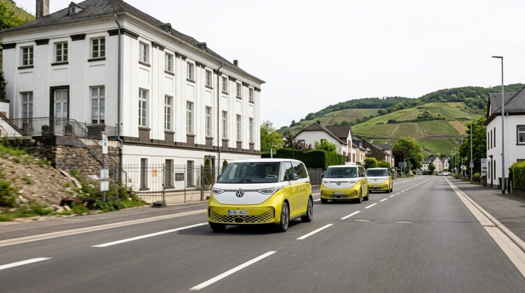 Autonomes Robotaxi VW ID Buzz AD in Bad Neuenahr-Heppingen im Ahrtal.