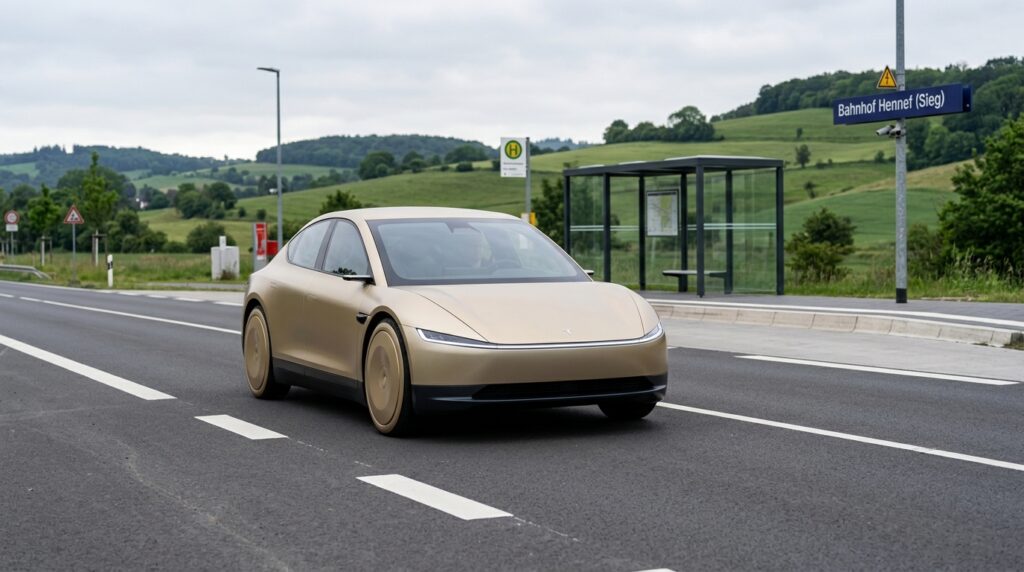 Für ein neues Mobilitätskonzept Rhein-Sieg: Das Tesla Cybercab ohne Lenkrad, ohne Gas- und Bremspedal hat die höchste Wirtschaftlichkeit. Symbolbild. 2026.