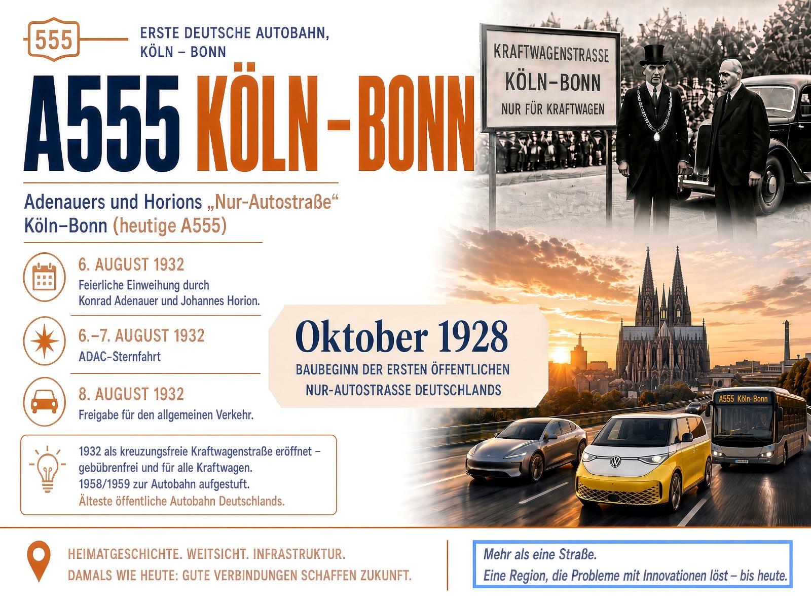 Adenauer-erste deutsche Autobahn A555, Köln - Bonn